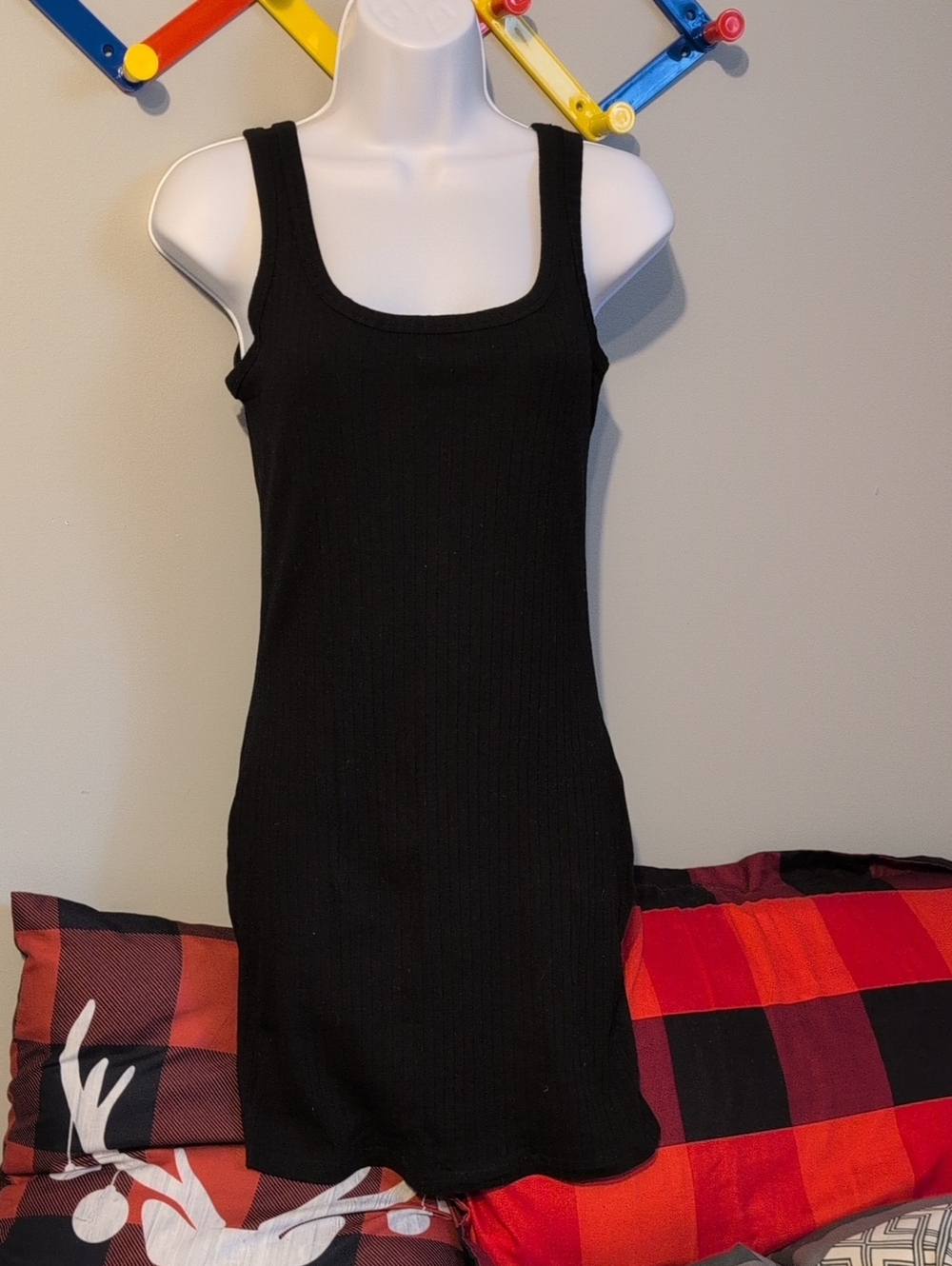 SHEIN Black Ribbed Tank Dress